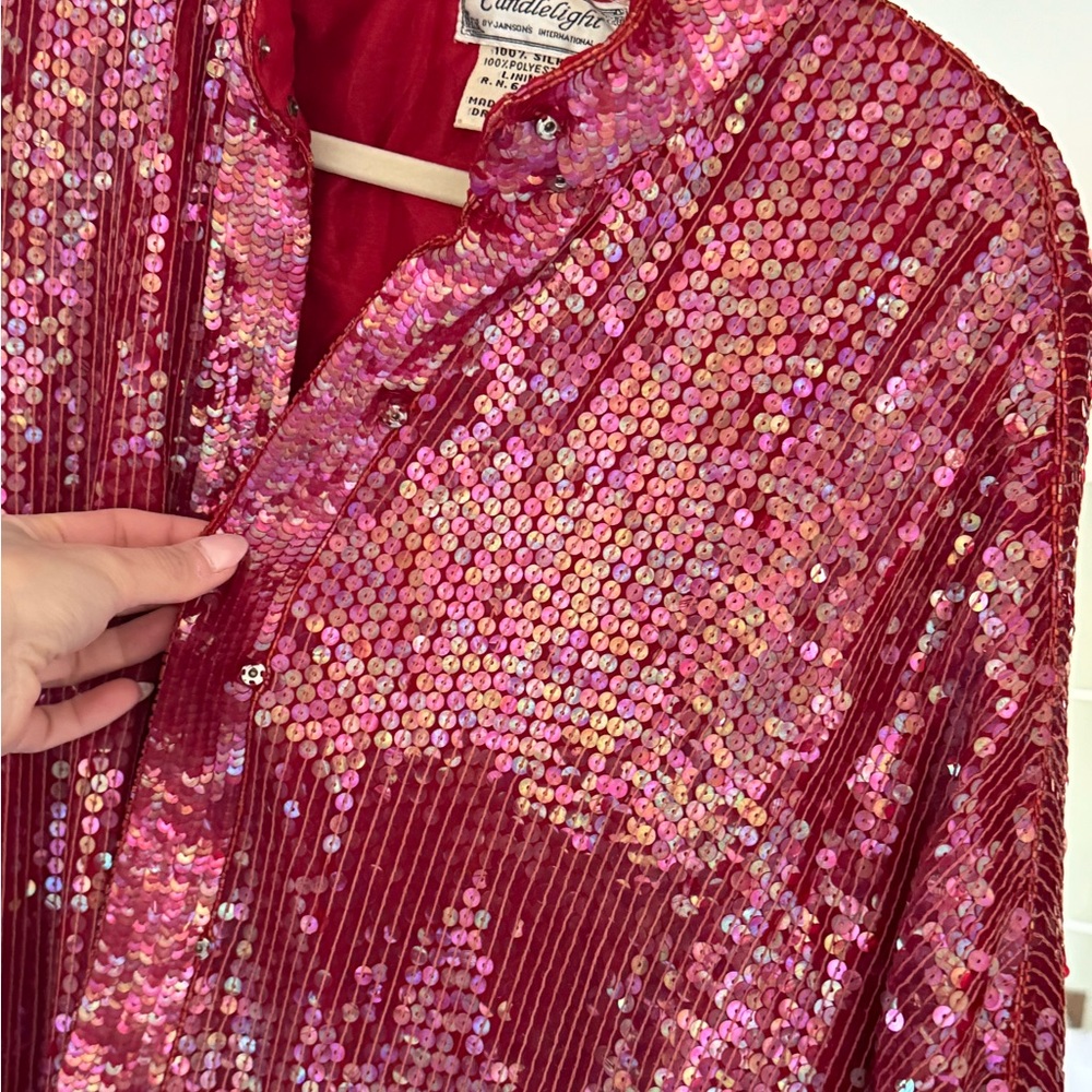 Stunning Red Sequin Jacket - image 8